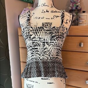 Patrons of Peace Medium Black and Beige Patterned Women's Tank Top